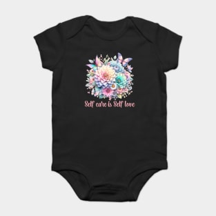 SELF CARE IS SELF LOVE, FLORAL BUTTERFLY MENTAL HEALTH QUOTES, SELF LOVE QUOTES Baby Bodysuit